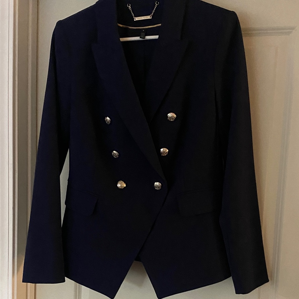 White House Black Market Elegant Navy Double-Breasted Women's Blazer Size 8